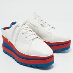 Stella McCartney White Faux Leather Elyse Platform Mules Size 38.5
