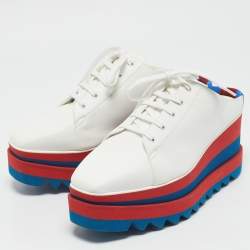 Stella McCartney White Faux Leather Elyse Platform Mules Size 38.5
