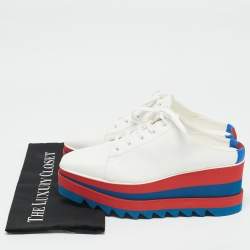 Stella McCartney White Faux Leather Elyse Platform Mules Size 38.5
