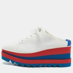Stella McCartney White Faux Leather Elyse Platform Mules Size 38.5