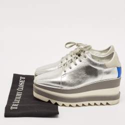 Stella McCartney Silver/White Faux Leather Elyse Star Platform Derby Sneakers Size 36