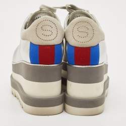 Stella McCartney Silver/White Faux Leather Elyse Star Platform Derby Sneakers Size 36