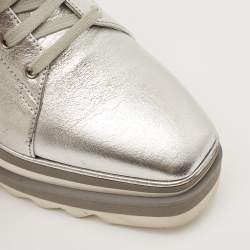 Stella McCartney Silver/White Faux Leather Elyse Star Platform Derby Sneakers Size 36