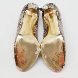 Stella McCartney Multicolor Faux Snakeskin Embossed Leather Peep Toe Pumps Size 40