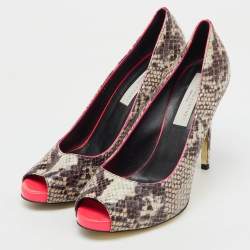 Stella McCartney Multicolor Faux Snakeskin Embossed Leather Peep Toe Pumps Size 40