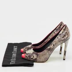 Stella McCartney Multicolor Faux Snakeskin Embossed Leather Peep Toe Pumps Size 40