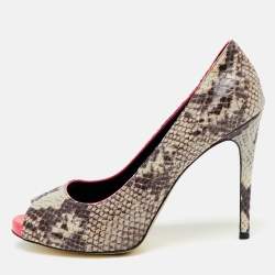 Stella McCartney Multicolor Faux Snakeskin Embossed Leather Peep Toe Pumps Size 40