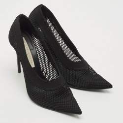 Stella McCartney Black Knit Mesh Pointed Toe Pumps Size 36