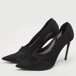 Stella McCartney Black Knit Mesh Pointed Toe Pumps Size 36