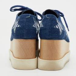مملوكة مسبقًا Stella McCartney Blue Denim Elyse Star Platform Derby Sneakers Size 39.5