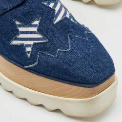 مملوكة مسبقًا Stella McCartney Blue Denim Elyse Star Platform Derby Sneakers Size 39.5