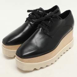 Stella McCartney Black Faux Leather Elyse Platform Derby Size 36.5