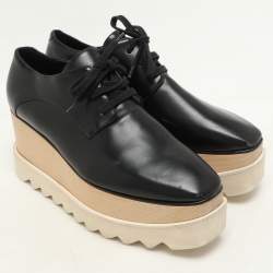 Stella McCartney Black Faux Leather Elyse Platform Derby Size 36.5