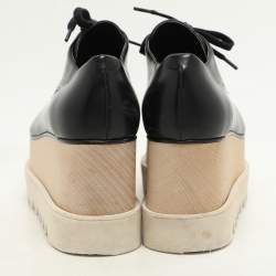 Stella McCartney Black Faux Leather Elyse Platform Derby Size 36.5