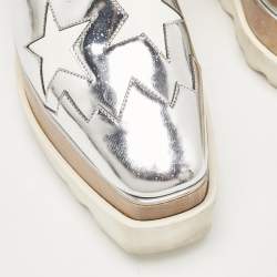 Pre Owned Stella McCartney Silver Faux Leather Elyse Star Platform Sneakers Size 37