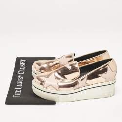Stella McCartney Rose Gold Faux Leather Elyse Star Slip On Sneakers Size 37