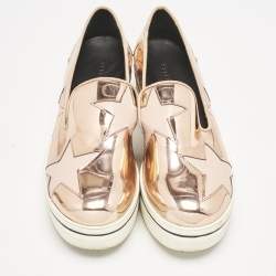 Stella McCartney Rose Gold Faux Leather Elyse Star Slip On Sneakers Size 37