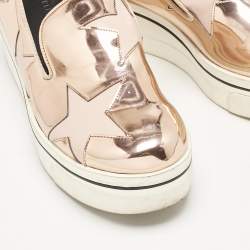 Stella McCartney Rose Gold Faux Leather Elyse Star Slip On Sneakers Size 37