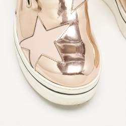 Stella McCartney Rose Gold Faux Leather Elyse Star Slip On Sneakers Size 37
