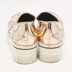 Stella McCartney Rose Gold Faux Leather Elyse Star Slip On Sneakers Size 37
