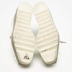 Stella McCartney White/Grey Faux Leather and Suede Elyse Star Studded Platform Sneakers Size 39