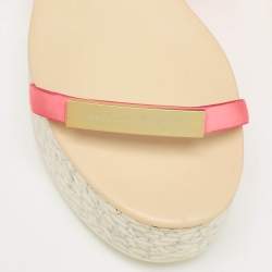 Stella McCartney Pink Faux Leather Geena Marble Wedge Platform Sandals Size 38