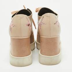 Stella McCartney Beige Faux Leather and Faux Snakeskin Leather Elyse Sneakers Size 38