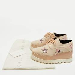 Stella McCartney Beige Faux Leather and Faux Snakeskin Leather Elyse Sneakers Size 38