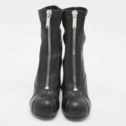 Stella McCartney Black Faux Leather Groove Ankle Boots Size 41