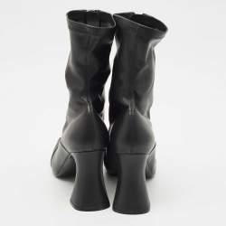 Stella McCartney Black Faux Leather Groove Ankle Boots Size 41