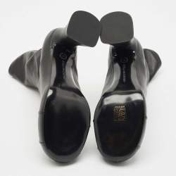 Stella McCartney Black Faux Leather Groove Ankle Boots Size 41