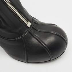 Stella McCartney Black Faux Leather Groove Ankle Boots Size 41