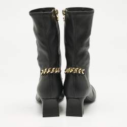 Stella McCartney Black Faux Leather Falabella Ankle Length Boots Size 36