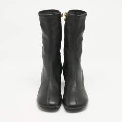 Stella McCartney Black Faux Leather Falabella Ankle Length Boots Size 36