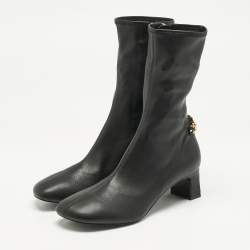Stella McCartney Black Faux Leather Falabella Ankle Length Boots Size 36