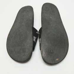 Pre Owned Stella McCartney Black Faux Suede Star Embellished Flat Slides Size 37