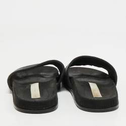 Pre Owned Stella McCartney Black Faux Suede Star Embellished Flat Slides Size 37