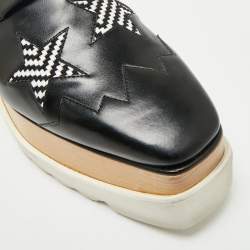 Pre Owned Stella McCartney Black Faux Leather Elyse Star Platform Derby Sneakers Size 40.5