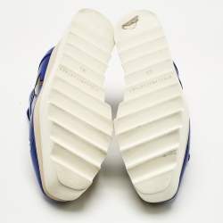 Pre Owned Stella McCartney Blue/Metallic Faux Leather Elyse Star Platform Lace Up Sneakers Size  Size 35.5