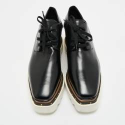 Pre Owned Stella McCartney Black Faux Leather Elyse Sneakers Size 37