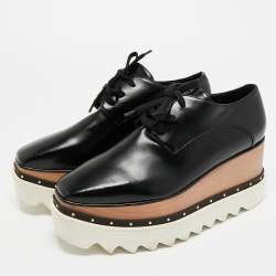 Pre Owned Stella McCartney Black Faux Leather Elyse Sneakers Size 37