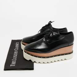 Pre Owned Stella McCartney Black Faux Leather Elyse Sneakers Size 37