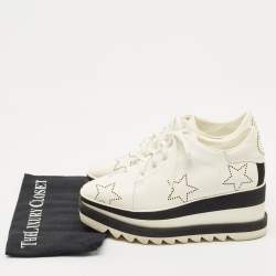 Pre Owned Stella McCartney White Faux Leather Elyse Star Platform Derby Sneakers Size 38