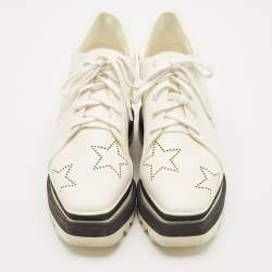 Pre Owned Stella McCartney White Faux Leather Elyse Star Platform Derby Sneakers Size 38