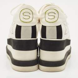 Pre Owned Stella McCartney White Faux Leather Elyse Star Platform Derby Sneakers Size 38