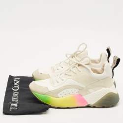 Pre Owned Stella McCartney Multicolor Faux Leather and Faux Suede Eclypse Lace Up Sneakers Size 38