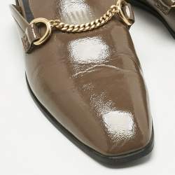 Pre Owned Stella McCartney Grey Faux Leather Chain Detail Mules Size 38.5