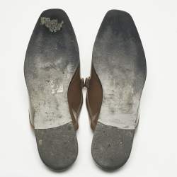 Pre Owned Stella McCartney Grey Faux Leather Chain Detail Mules Size 38.5