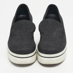 Pre Owned Stella McCartney Black Glitter Binx Star Slip On Sneakers Size 38