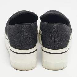 Pre Owned Stella McCartney Black Glitter Binx Star Slip On Sneakers Size 38